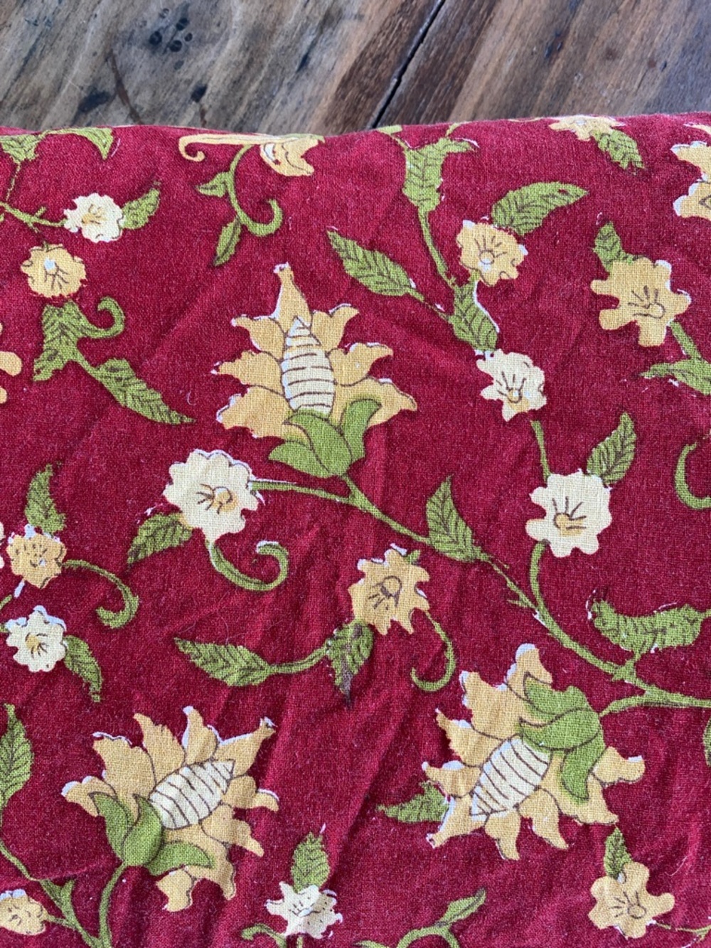 Pottery Barn Red Floral Duvet Cover with Yellow and Green Accents king two shams